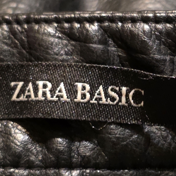 Zara Faux Leather Double Zipper Mini Skirt Black Size XS - Picture 5 of 6